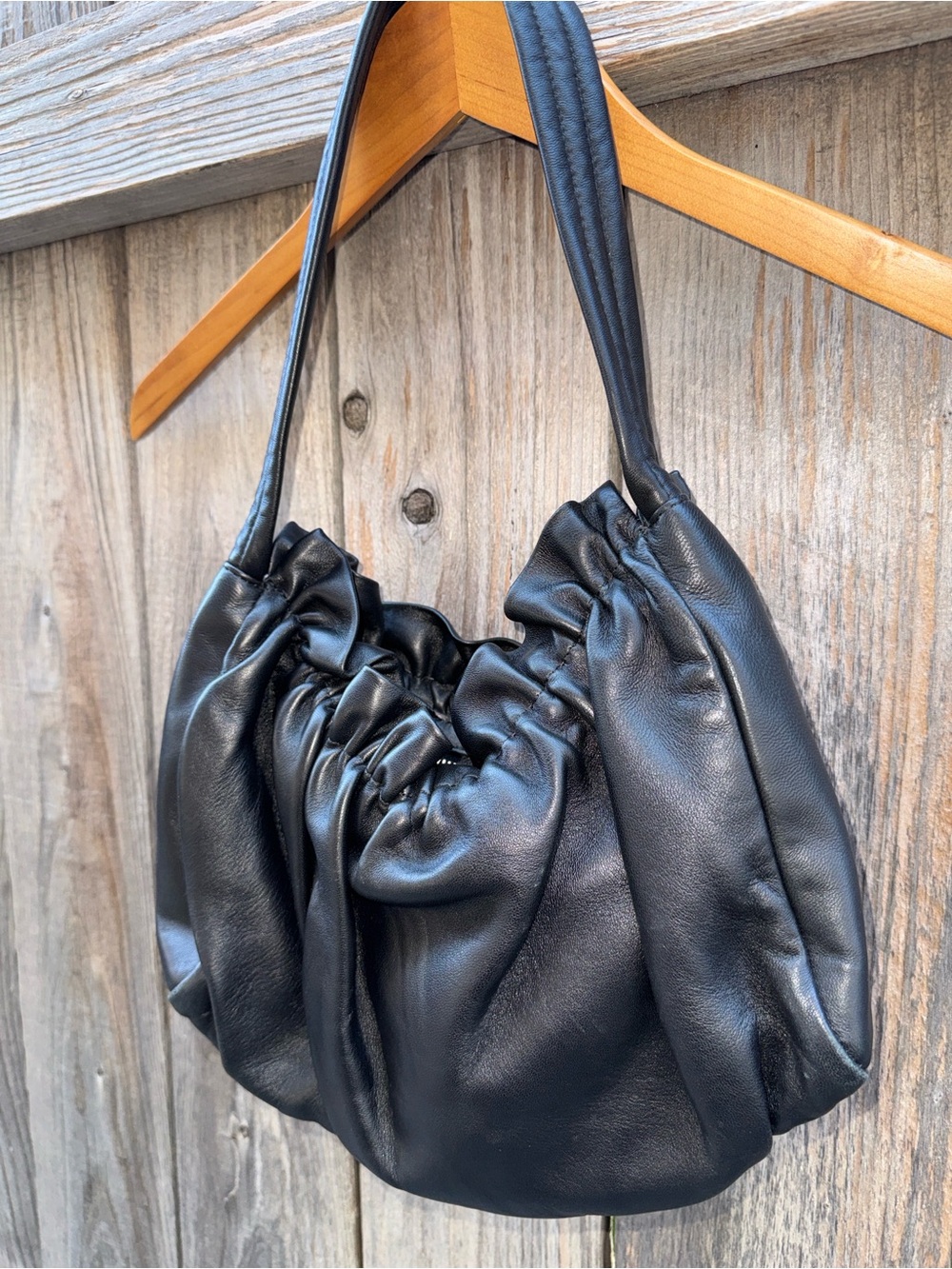 Loeffler Randall Alicia Gathered Baguette Bag in Black Sheepskin Leather - Picture 14 of 16